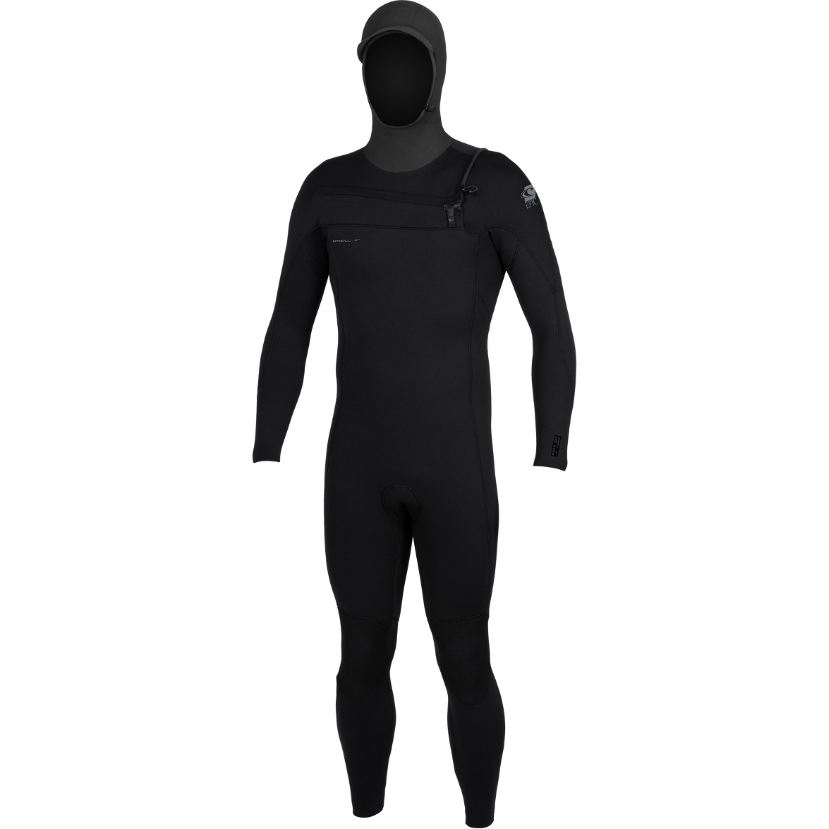 2026 O'Neill Da Uomo Epic 6/4mm Chest Zip Con Cappuccio Muta 5649 - Black / Black / Black
